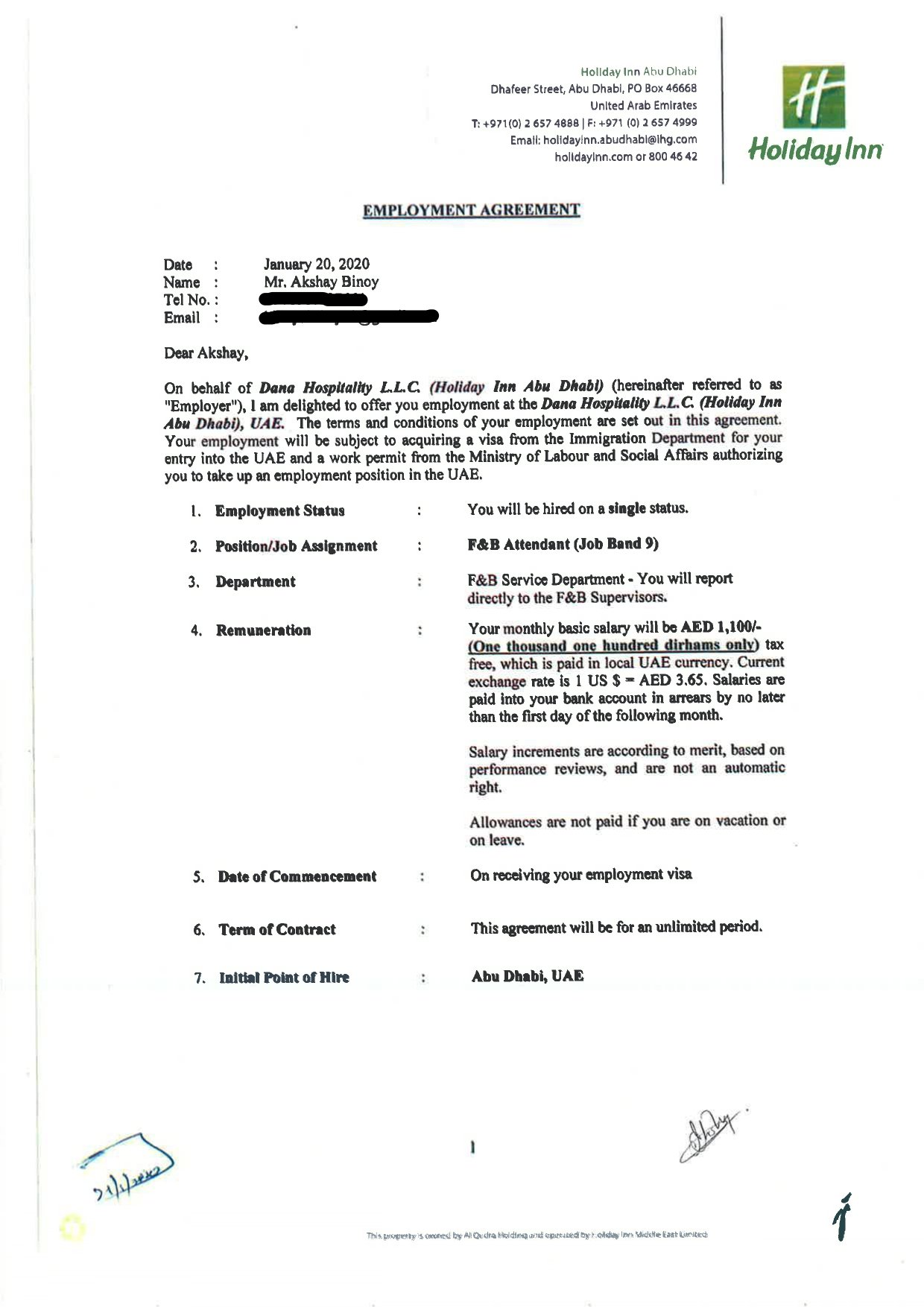 University Offer Letter 1