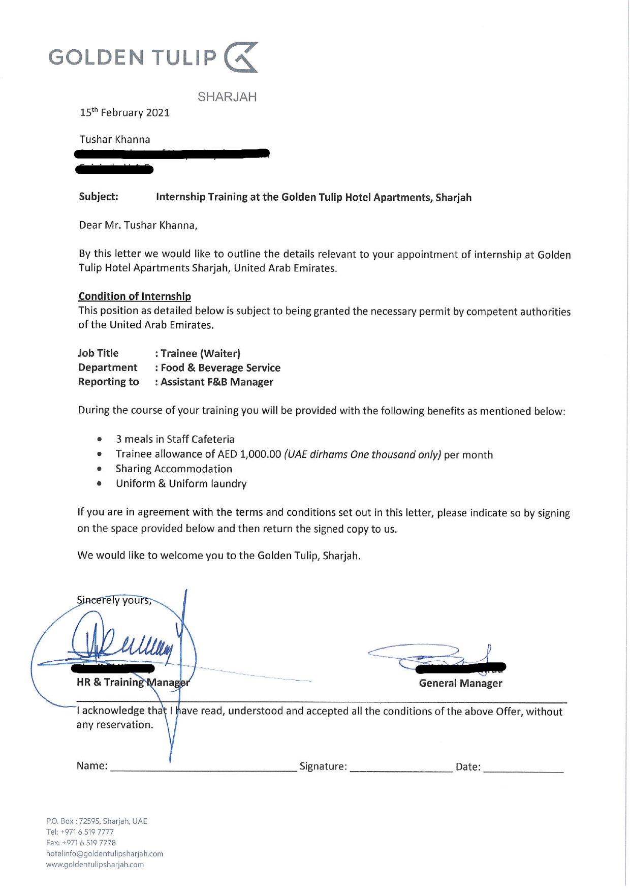University Offer Letter 15