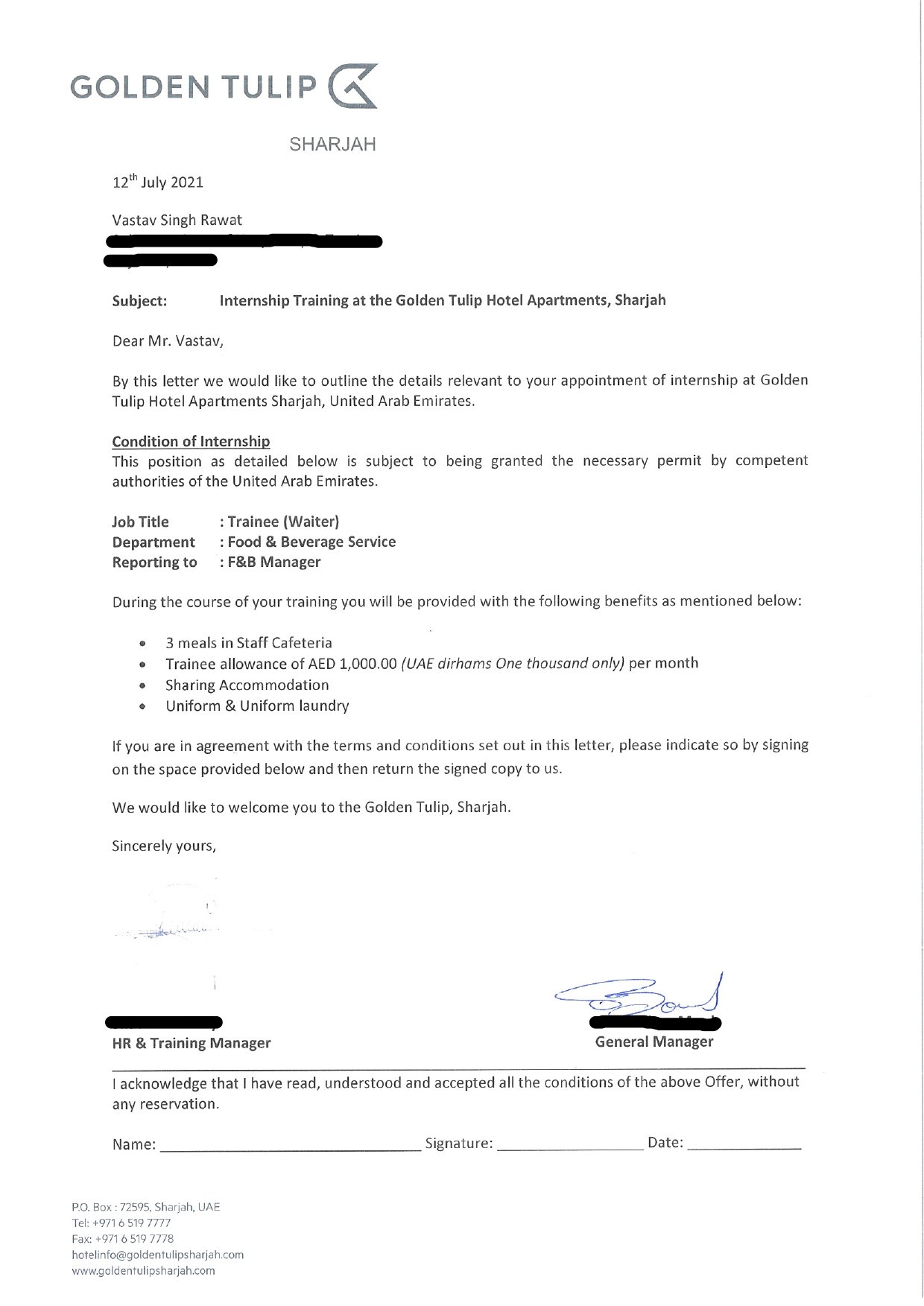 University Offer Letter 16
